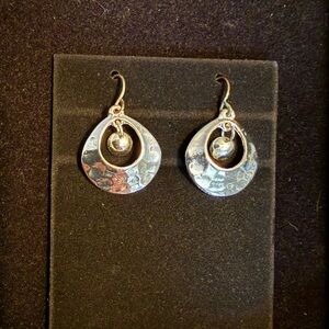 Chico's Silver Hammered Disc Dangle Earrings